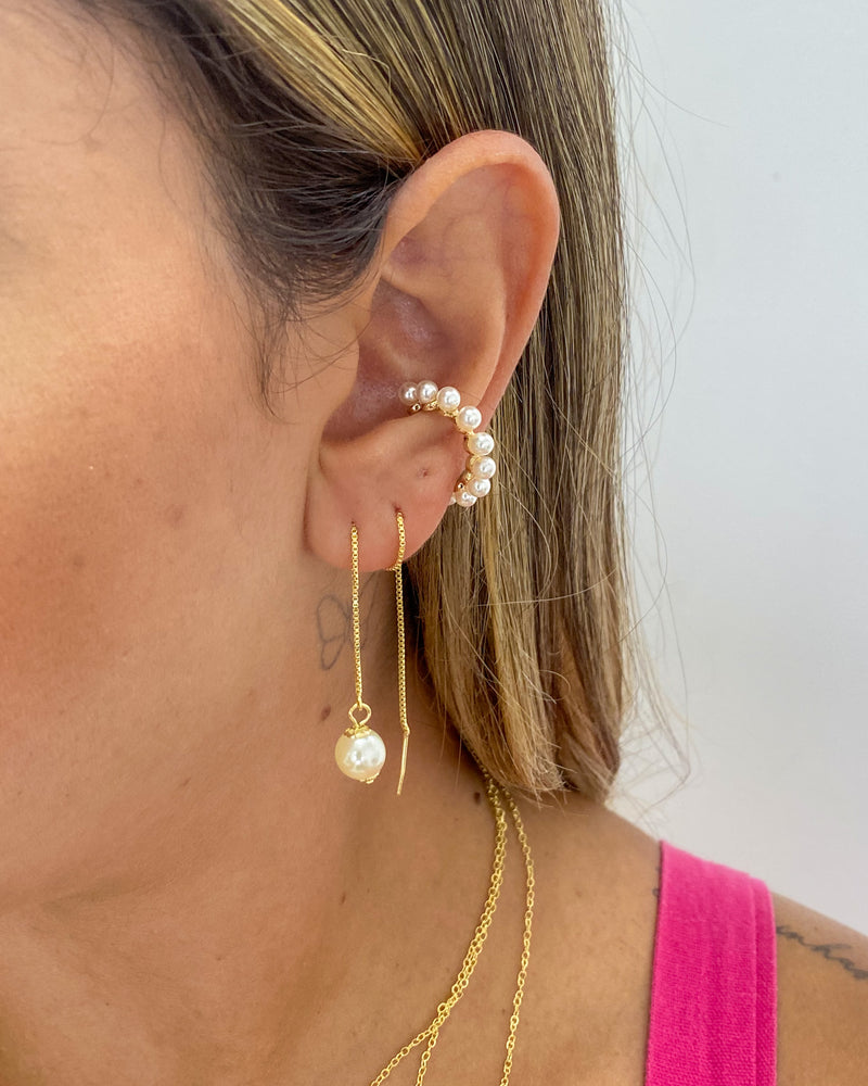 Brinco Agulha com Pérola - Dourado - Áurea Acessórios