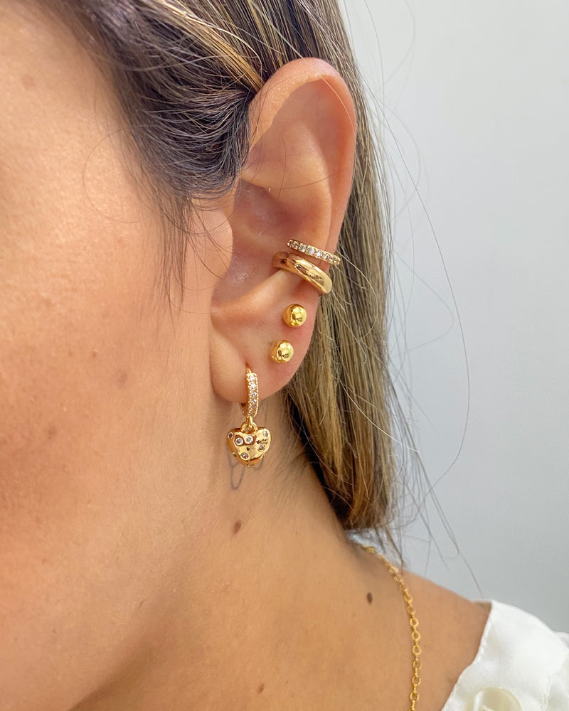 Argola Coração Cravejado - Dourado - Áurea Acessórios