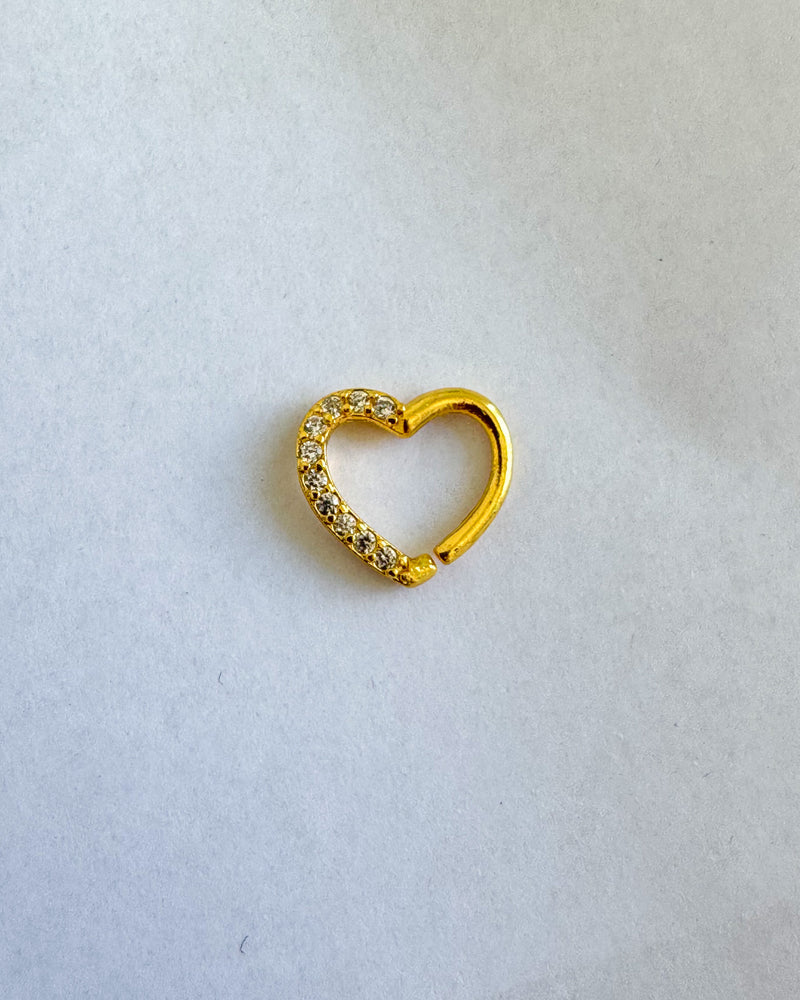 Piercing Coração Cravejado Daith Aço Cirúrgico