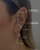 Trio de Brincos Agulha Zircônia - Semijoia Banhado em Ouro 18k