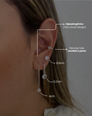 Trio de Brincos Agulha Zircônia - Semijoia Banhado a Prata