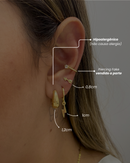 Trio de Brincos Raio - Semijoia Banhado em Ouro 18k