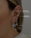 Trio de Argolas Mão Hamsa e Olho Grego - Semijoia Banhado a Prata