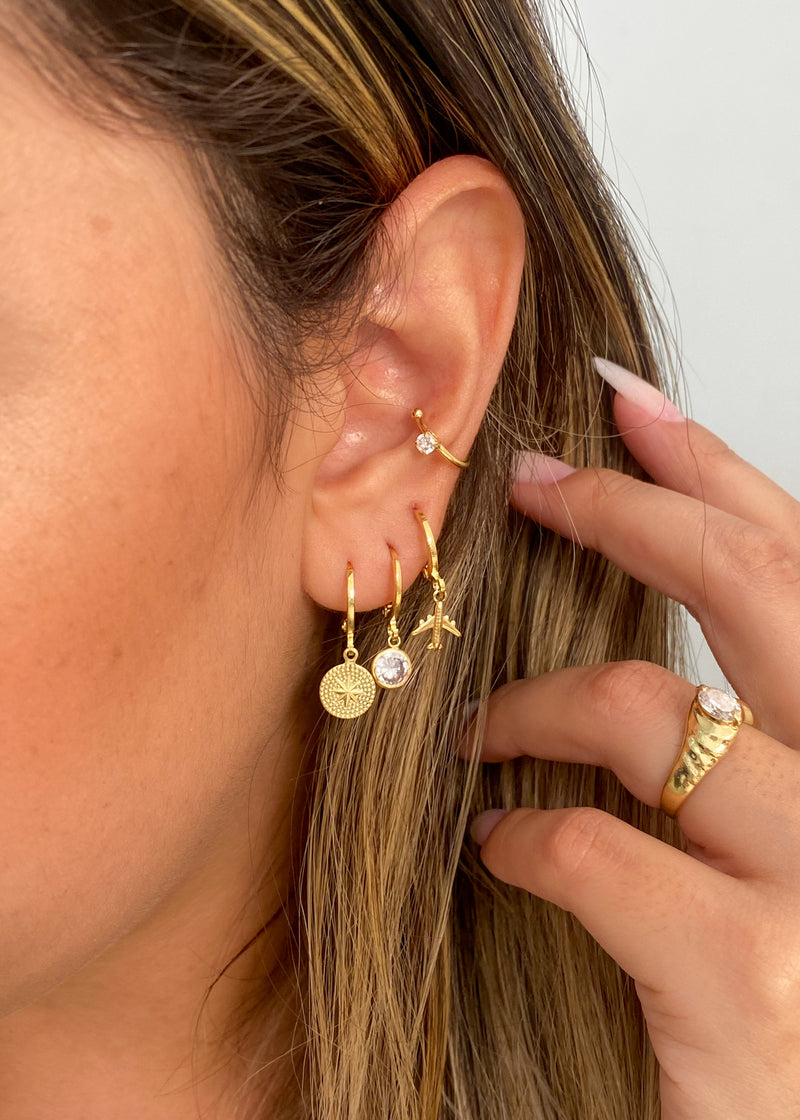 Trio de Argolas Avião - Dourado - Áurea Acessórios