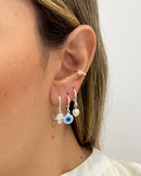 Trio de Argolas Mão Hamsa e Olho Grego - Prata - Áurea Acessórios