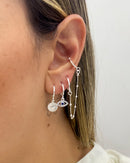 Trio de Argolas Olho Grego com Corrente - Prata - Áurea Acessórios