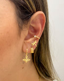 Trio de Brincos Abelha e Libélula - Dourado - Áurea Acessórios