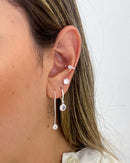 Trio de Brincos Agulha Zircônia - Prata - Áurea Acessórios