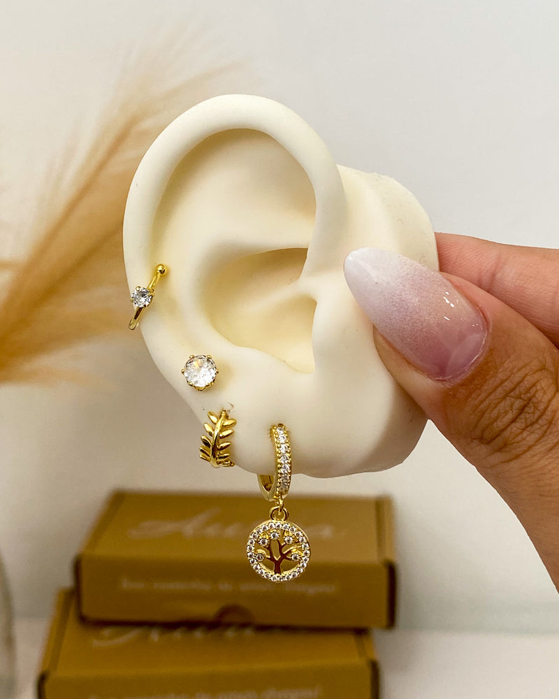 Trio de Brincos Árvore da Vida - Dourado - Áurea Acessórios