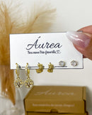 Trio de Brincos Árvore da Vida - Dourado - Áurea Acessórios