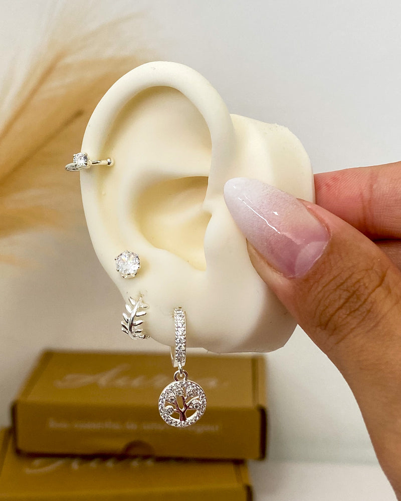 Trio de Brincos Árvore da Vida - Prata - Áurea Acessórios