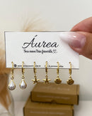Trio de Brincos Mar - Dourado - Áurea Acessórios