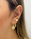 Trio de Brincos Medalha Olho Grego - Dourado - Áurea Acessórios