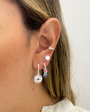 Trio de Brincos Medalha Olho Grego - Prata - Áurea Acessórios