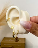 Trio de Brincos Medalhas - Dourado - Áurea Acessórios