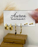 Trio de Brincos Raio - Dourado - Áurea Acessórios