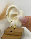 Trio de Brincos Raio - Dourado - Áurea Acessórios