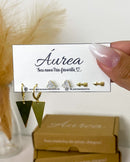 Trio de Brincos Triângulo Chapado - Dourado - Áurea Acessórios