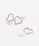 Piercing Coração Cravejado Daith Aço Cirúrgico PVD