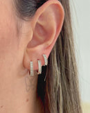 Trio de Argolas Cravejadas - Semijoia Folheada em Prata