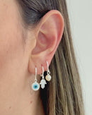 Trio de Argolas Mão Hamsa e Olho Grego - Semijoia Banhado a Prata