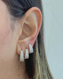 Trio de Argolas Gota Cravejado - Semijoia Folheada em Prata