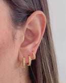 Trio de Argolas Cravejadas - Semijoia Folheada a Ouro 18k