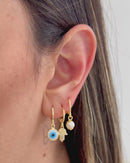 Trio de Argolas Mão Hamsa e Olho Grego - Semijoia Banhado em Ouro 18k