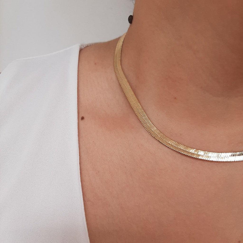 Colar Fita Laminado - Dourado - Áurea Acessórios