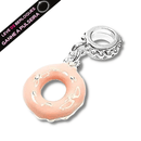 Berloque Pendurado Donut Rosa Resinado - Prata - Áurea Acessórios