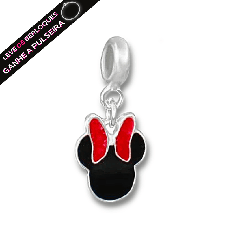 Berloque Pendurado Resinado Minnie - Prata - Áurea Acessórios