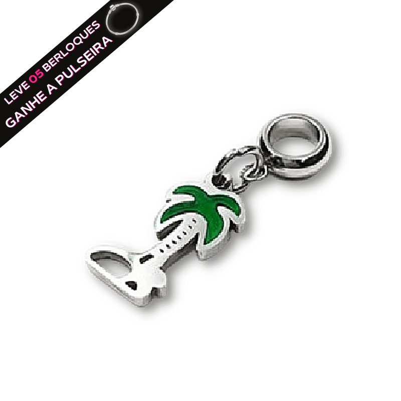 Berloque Pendurado Coqueiro - Aço Inox - Áurea Acessórios