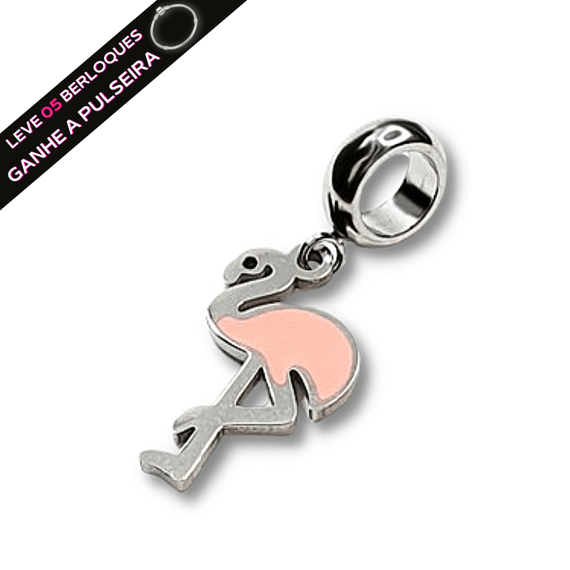 Berloque Pendurado Flamingo - Aço Inox - Áurea Acessórios