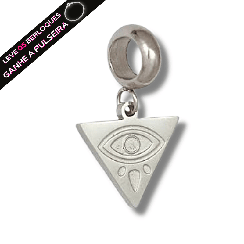 Berloque Pendurado Triângulo Olho - Aço Inox - Áurea Acessórios