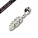 Berloque Pendurado Pena Cravejada - Aço Inox - Áurea Acessórios