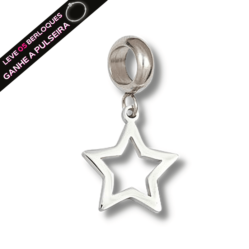 Berloque Pendurado Estrela Vazada - Aço Inox - Áurea Acessórios