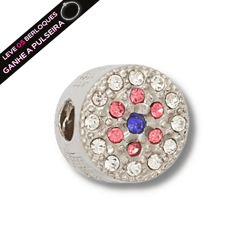 Berloque Separador Murano Cravejado - Aço Inox - Áurea Acessórios