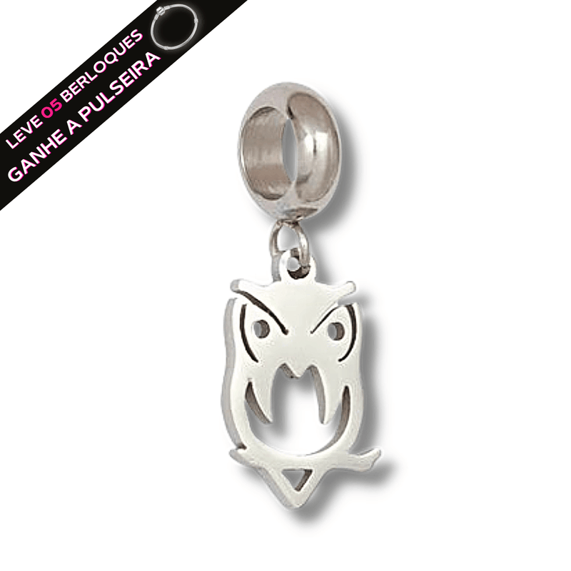 Berloque Pendurado Coruja - Aço Inox - Áurea Acessórios