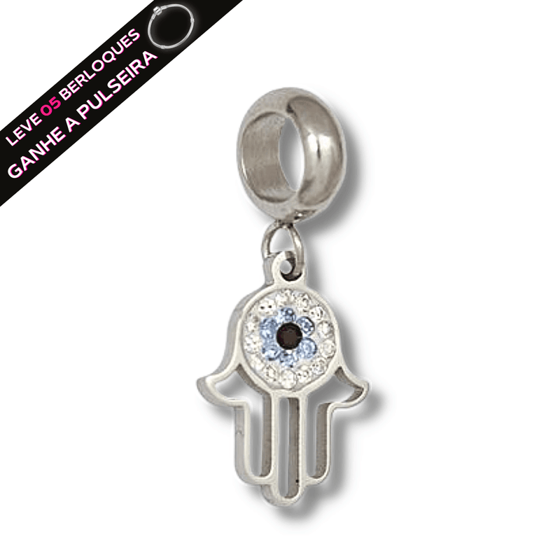 Berloque Pendurado Mão Hamsa - Aço Inox - Áurea Acessórios