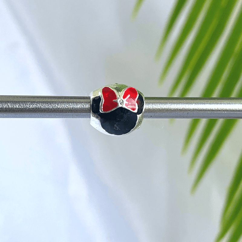 Berloque Separador Cabeça Minnie Resinado - Prata - Áurea Acessórios