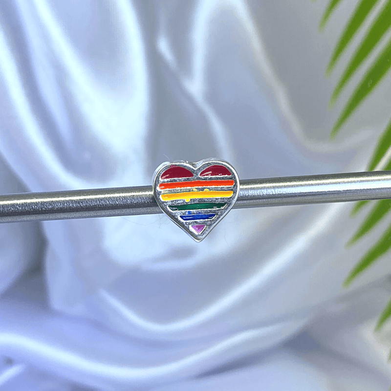 Berloque Separador Coração LGBT  - Prata - Áurea Acessórios