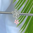 Berloque Separador Florzinha Cravejada com Flor Pendurada - Prata - Áurea Acessórios