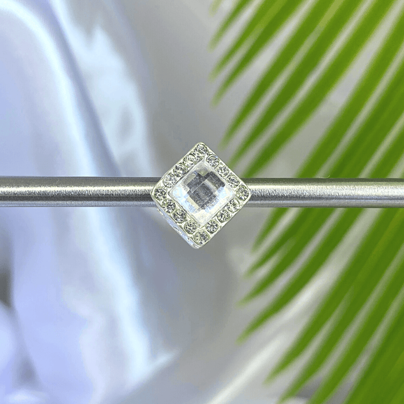 Berloque Separador Prata com Cubo Strass - Prata - Áurea Acessórios