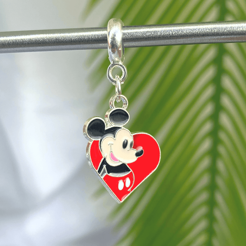 Berloque Banhado a Prata Mickey Love - Prata - Áurea Acessórios