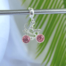 Berloque Banhado a Prata Motinha Rosa - Prata - Áurea Acessórios