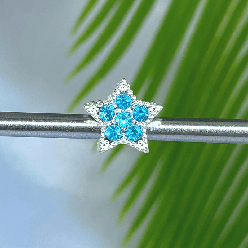 Berloque Estrela Strass Azul - Prata - Áurea Acessórios