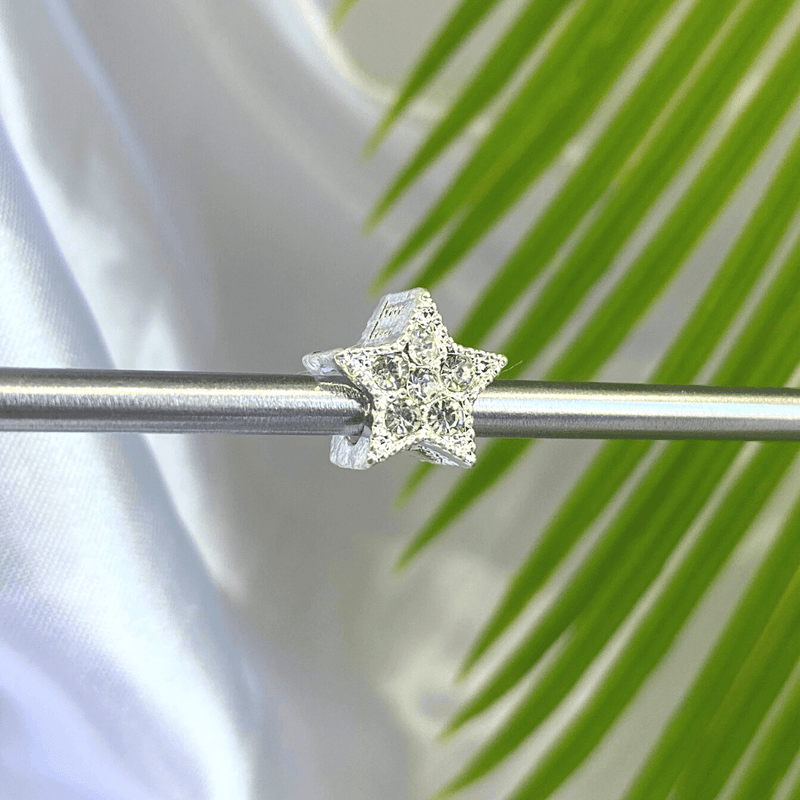 Berloque Estrela Strass Cristal - Prata - Áurea Acessórios