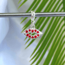 Berloque Pendurado Boca Vermelha - Prata - Áurea Acessórios