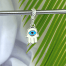 Berloque Pendurado Mão de Fátima Olho Grego - Prata - Áurea Acessórios