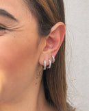 Trio de Argolas Mini Círculos Zircônias - Prata - Áurea Acessórios